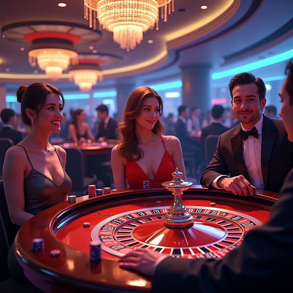 Pemandangan kasino dan permainan slot digital pada perangkat smartphone Android